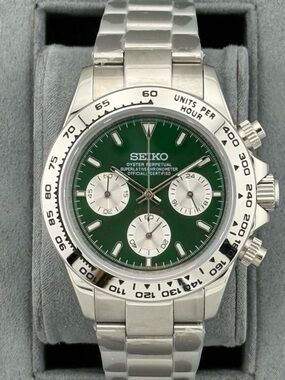 Seiko Men's Stainless Steel mod Daytona Chronograph Watch - Green Dial